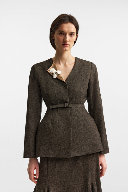 Secessia jacket in rich brown PODYH