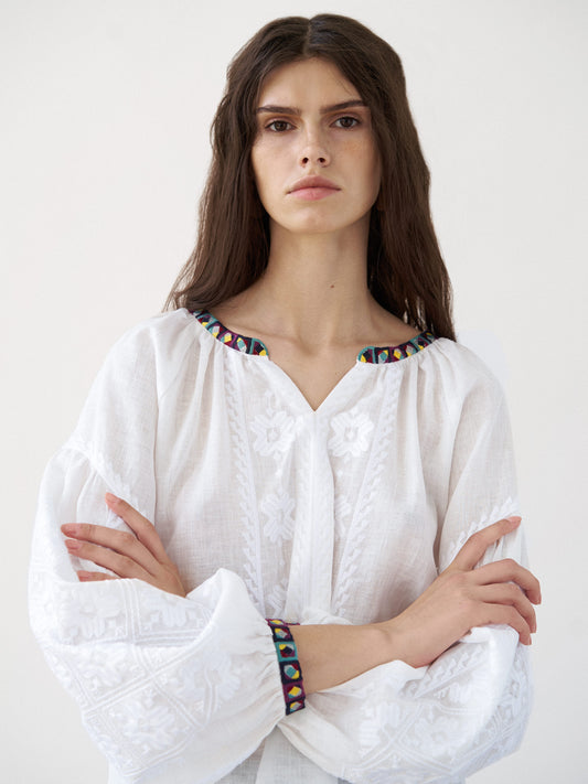 White embroidered shirt Siayvo ETNODIM