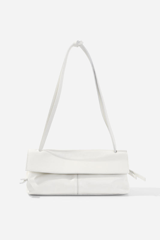 REBECCA BAGUETTE 29 white shimmering bag KACHOROVSKA, front view