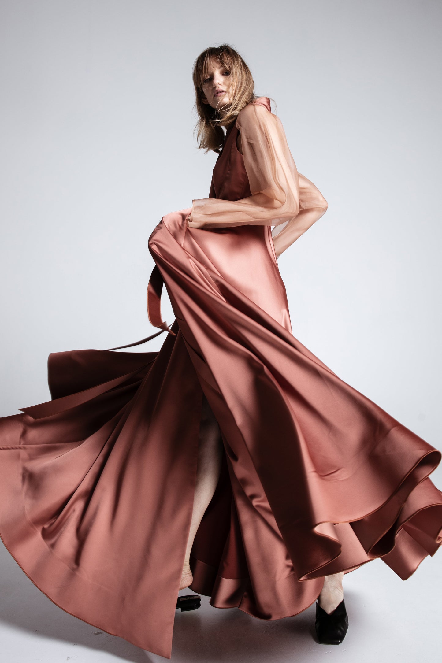 Satin maxi gown with bolero VALERY KOVALSKA
