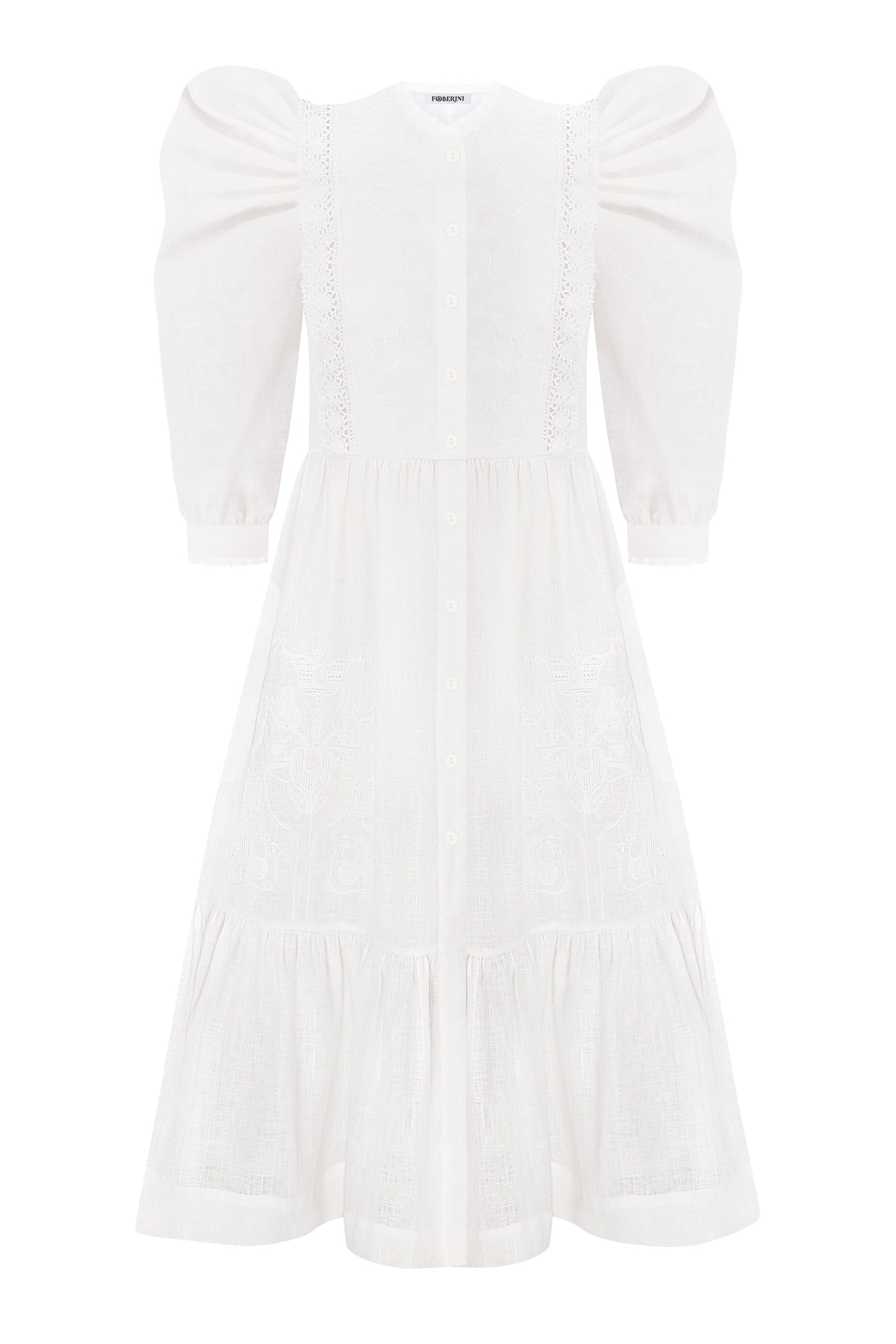 Family tree white midi dress FOBERINI