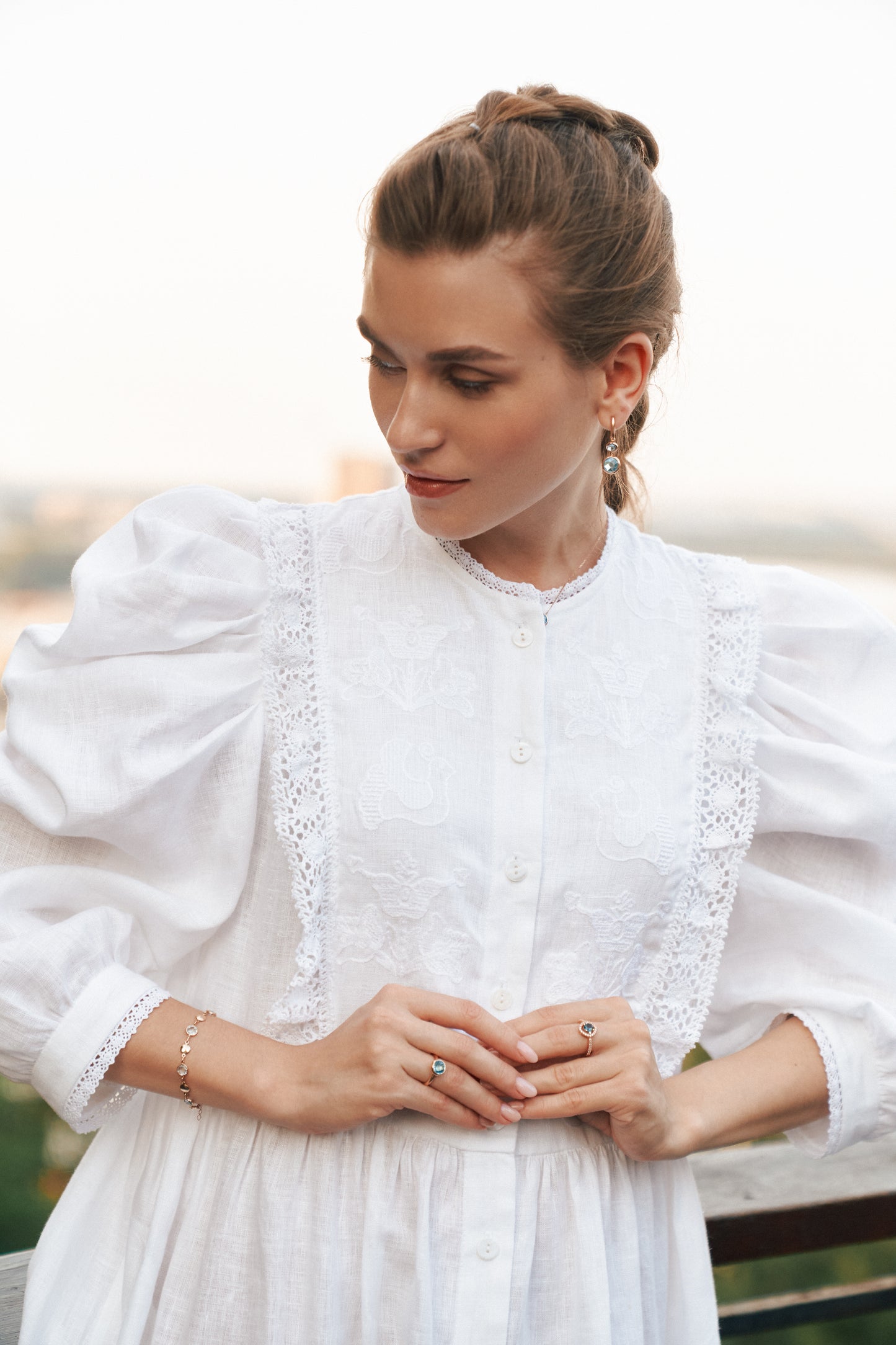 Family tree white midi dress FOBERINI