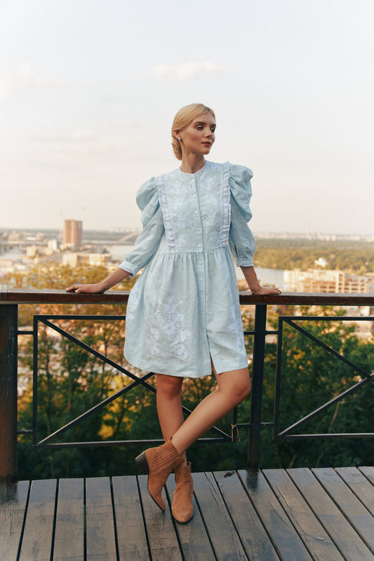 Family tree blue mini dress FOBERINI