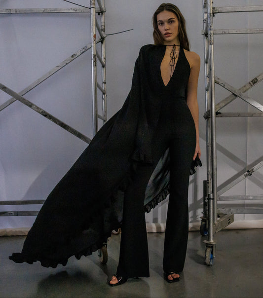 Silk cape with ruffles NOVITSKA