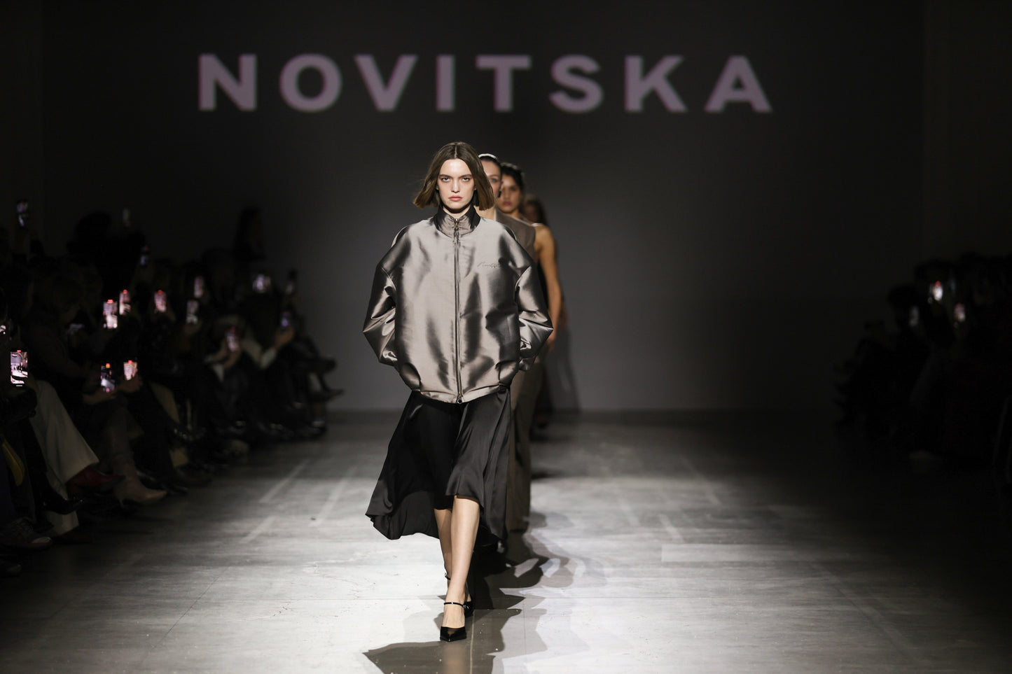 Oversized silk brown bomber NOVITSKA