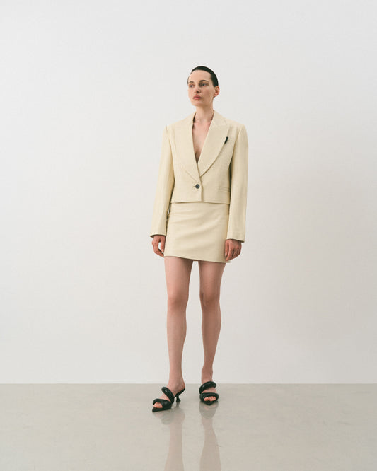 CROCO MINI LEATHER SKIRT KATERINA KVIT