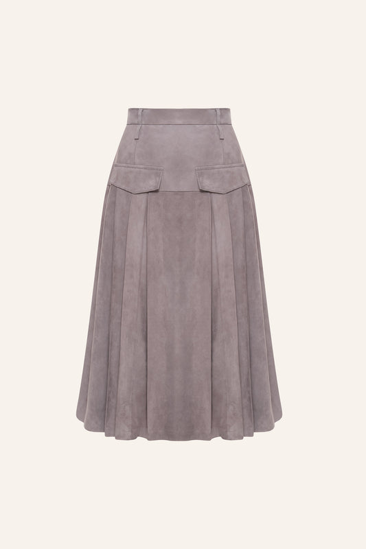 SUEDE LEATHER SKIRT KATERINA KVIT