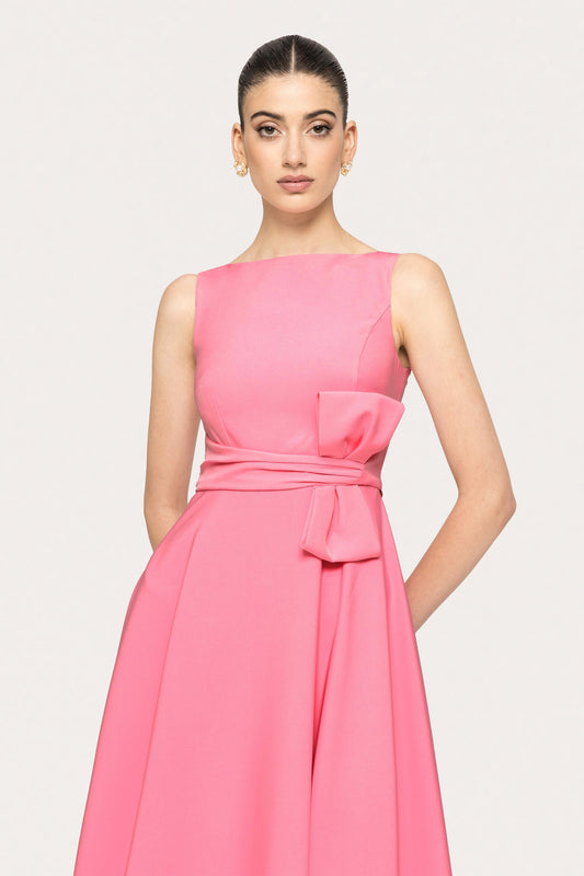 Bow-detail midi dress - RZ15912 pink NISSA