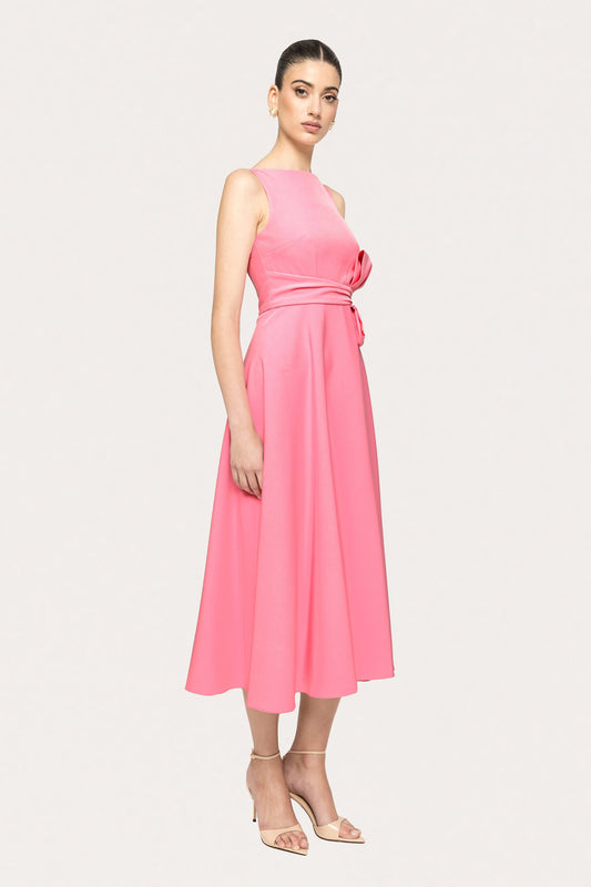 Bow-detail midi dress - RZ15912 pink NISSA
