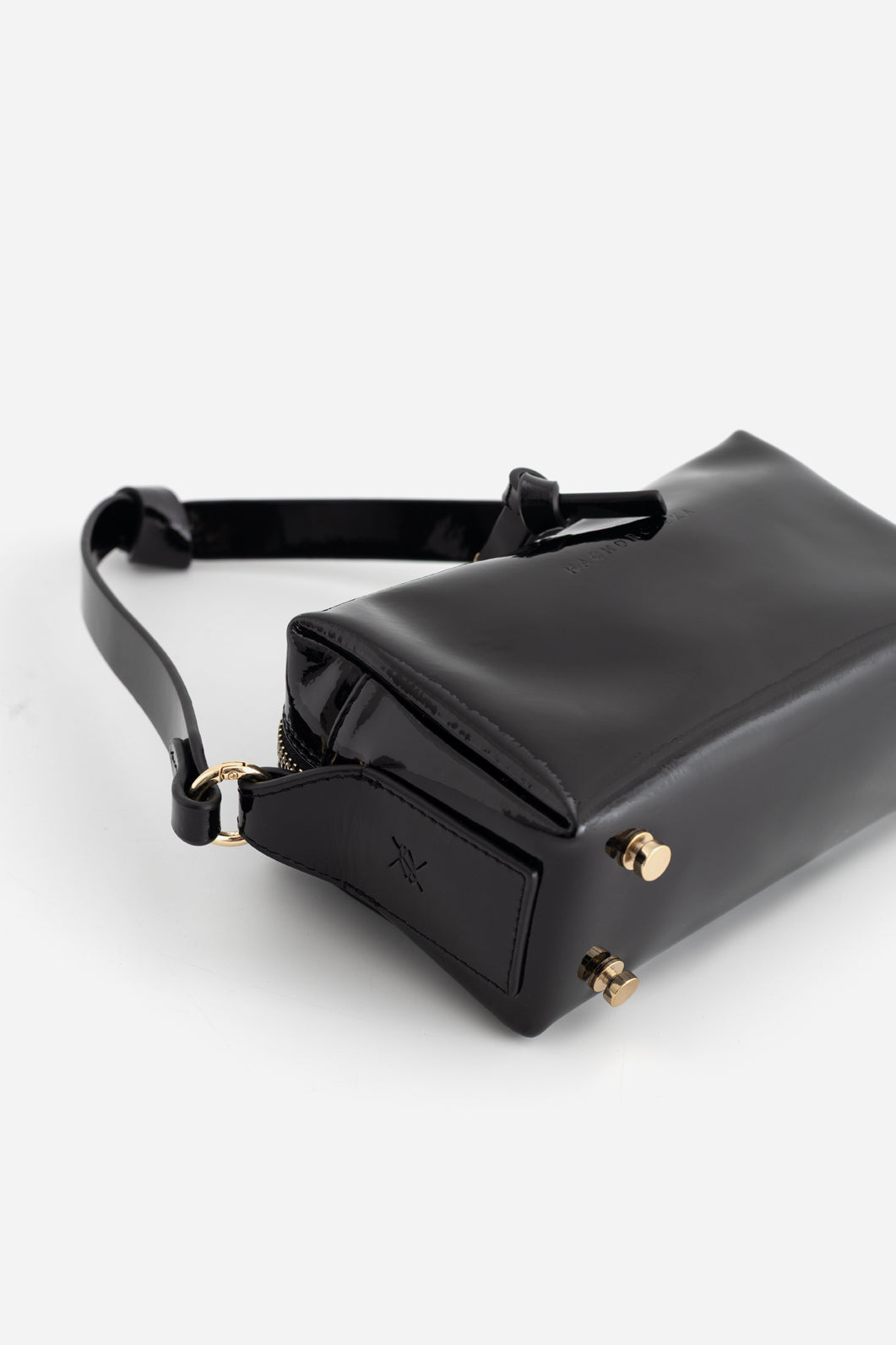 WINONA black patent bag KACHOROVSKA, front 3/4 view and side profile