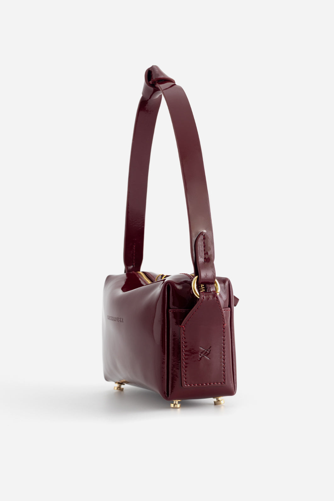 WINONA burgundy patent leather bag KACHOROVSKA, side profile