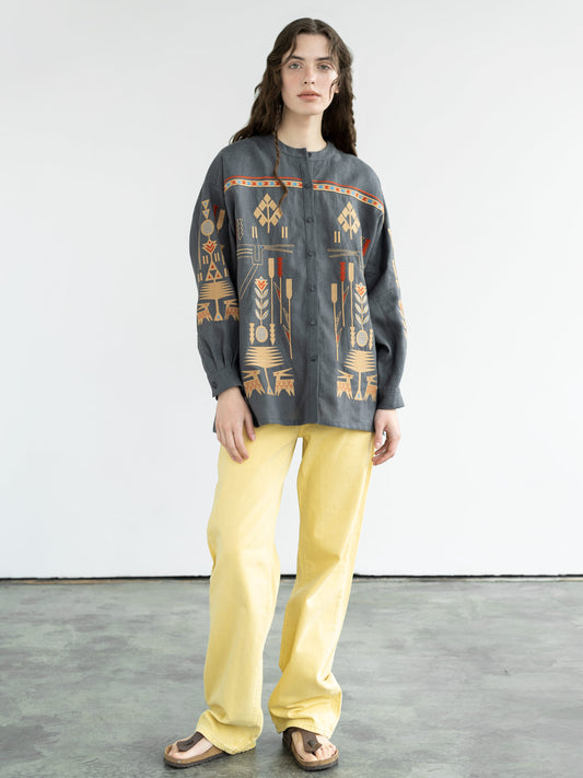 Linen shirt with embroidery Saenko ETNODIM