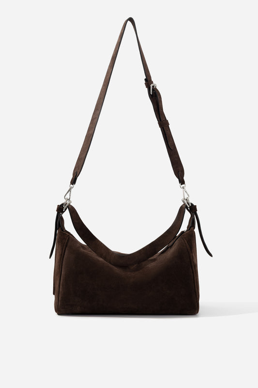 YANA BAG 37 brown suede bag KACHOROVSKA, side profile view