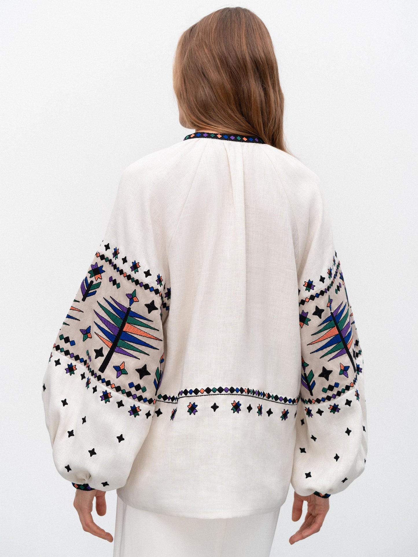 Women's embroidered shirt with geometric embroidery Melanka ETNODIM