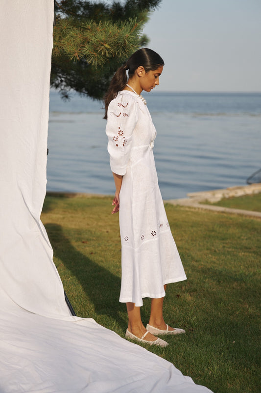 "Tree of love" white midi dress FOBERINI