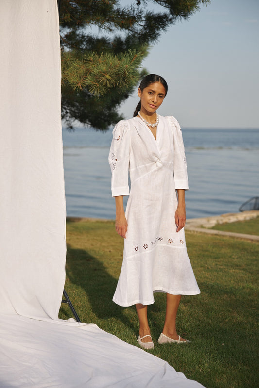 "Tree of love" white midi dress FOBERINI
