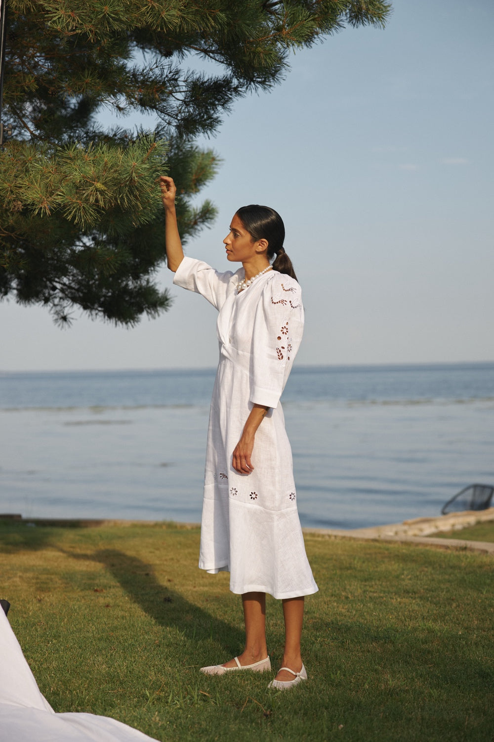 "Tree of love" white midi dress FOBERINI