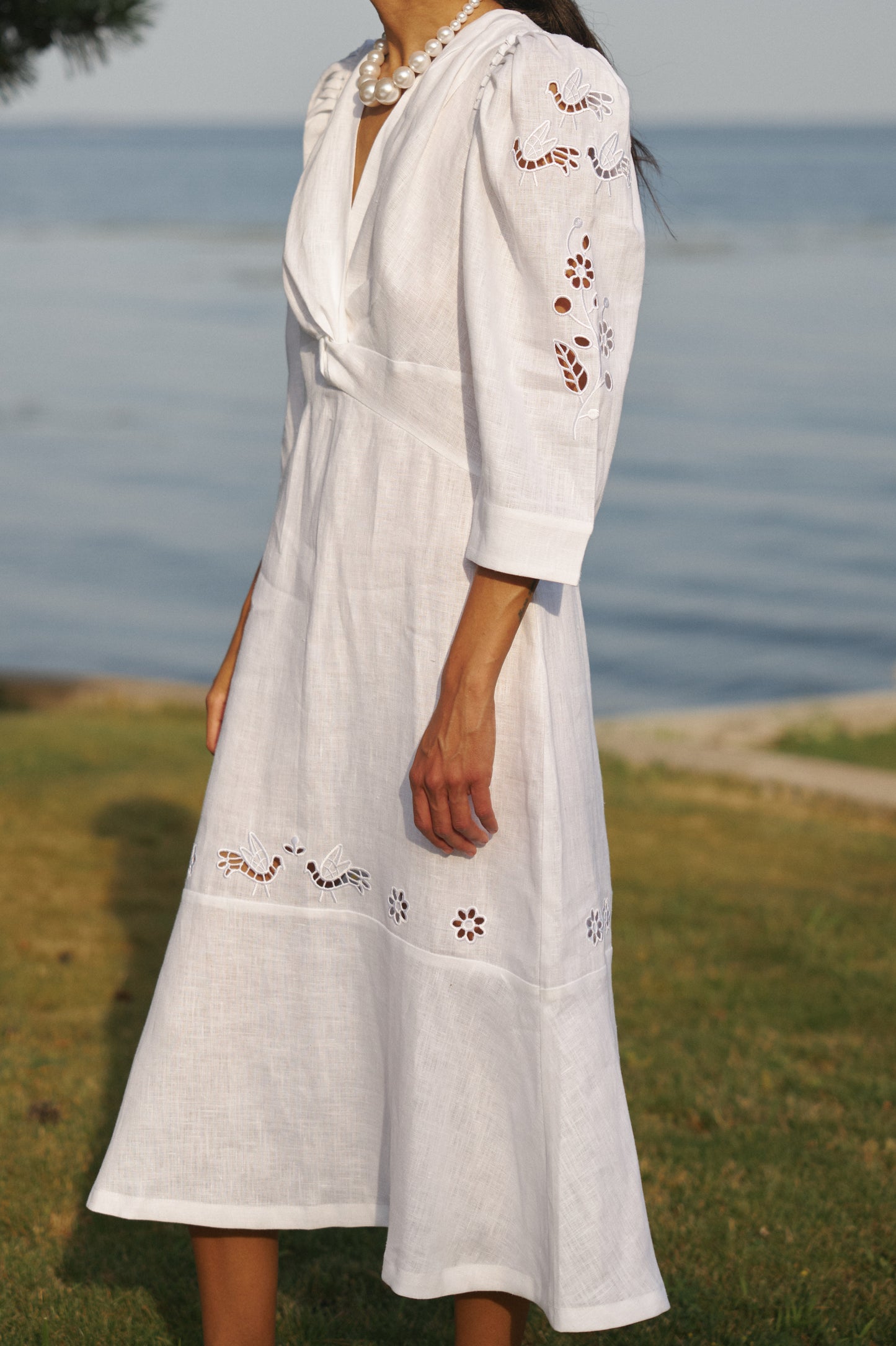 "Tree of love" white midi dress FOBERINI