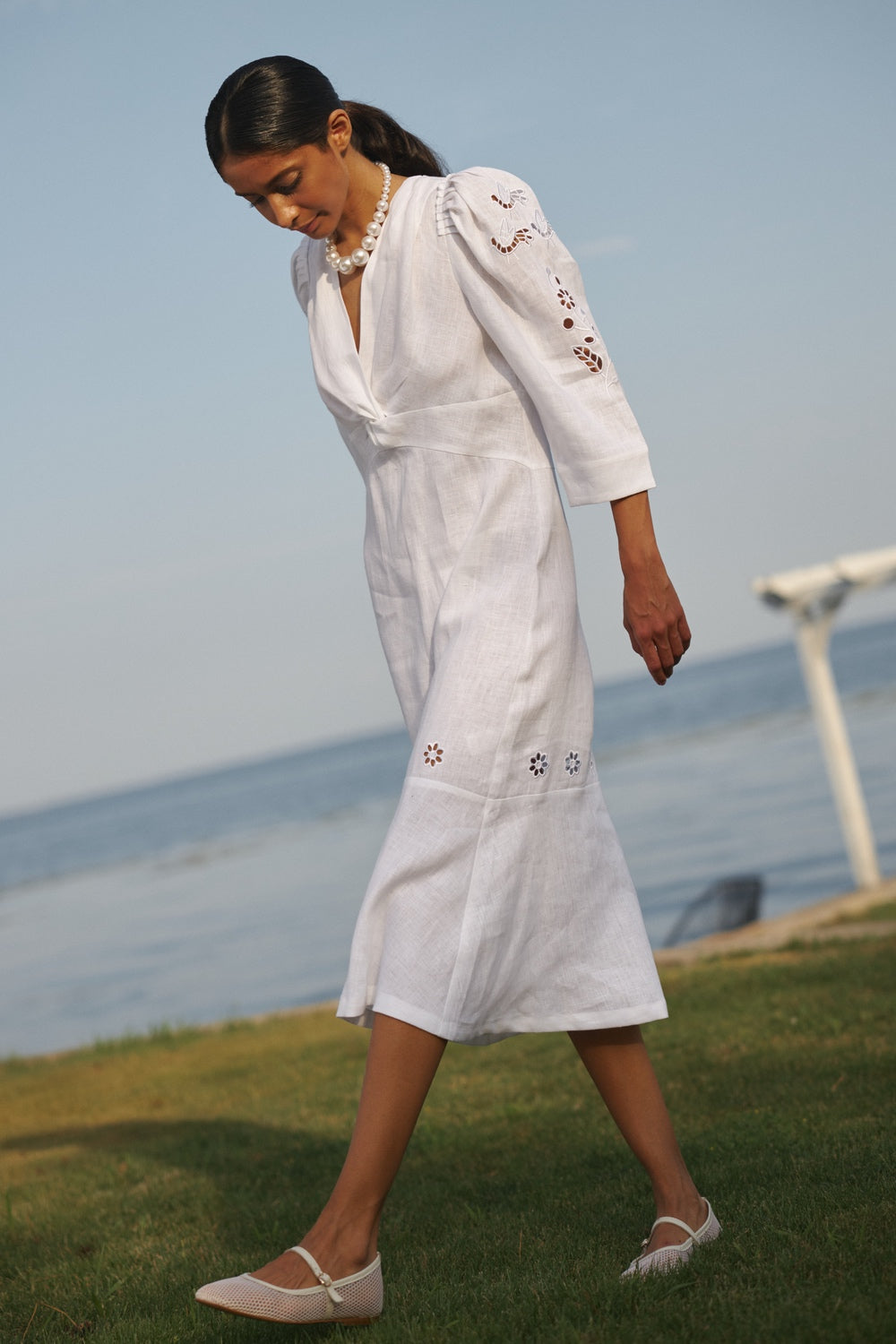 "Tree of love" white midi dress FOBERINI
