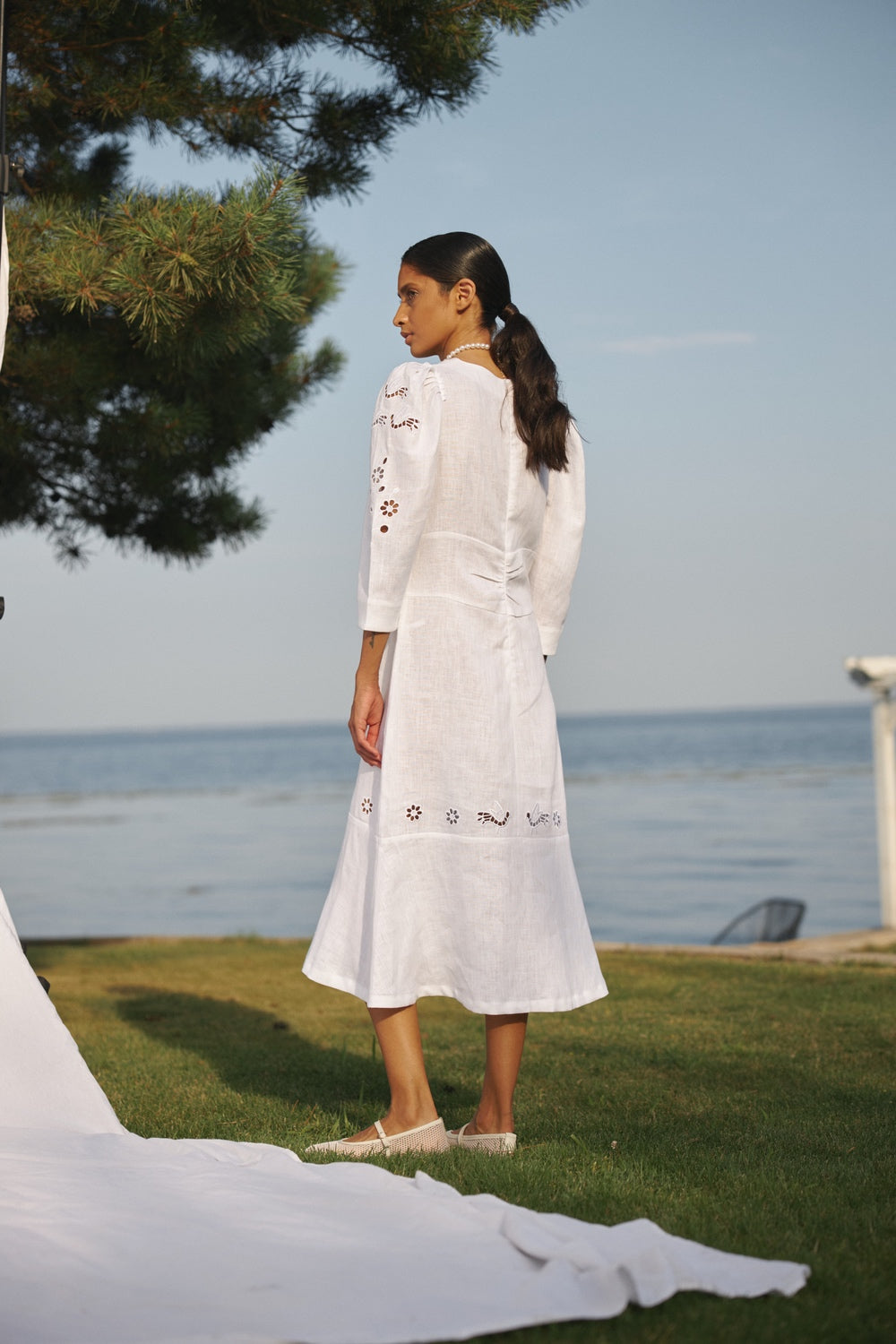 "Tree of love" white midi dress FOBERINI