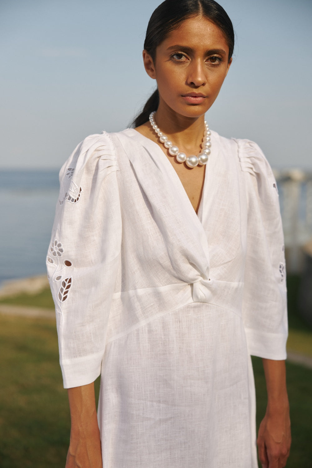 "Tree of love" white midi dress FOBERINI