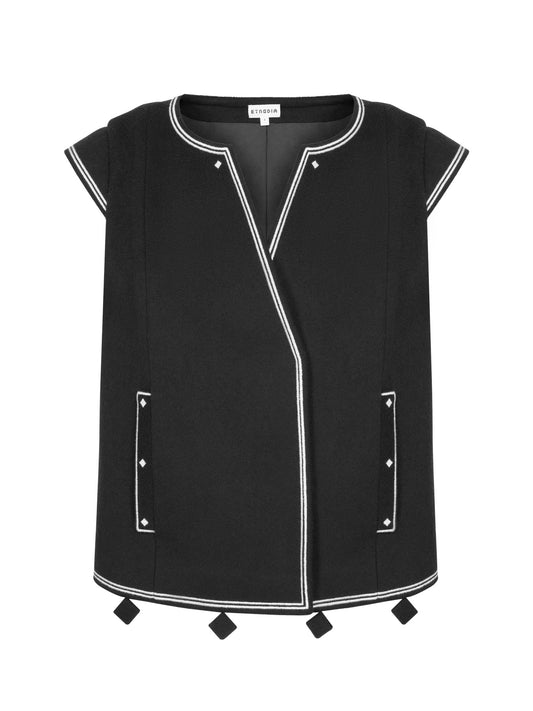 Dark brown embroidered vest Kibchyk ETNODIM