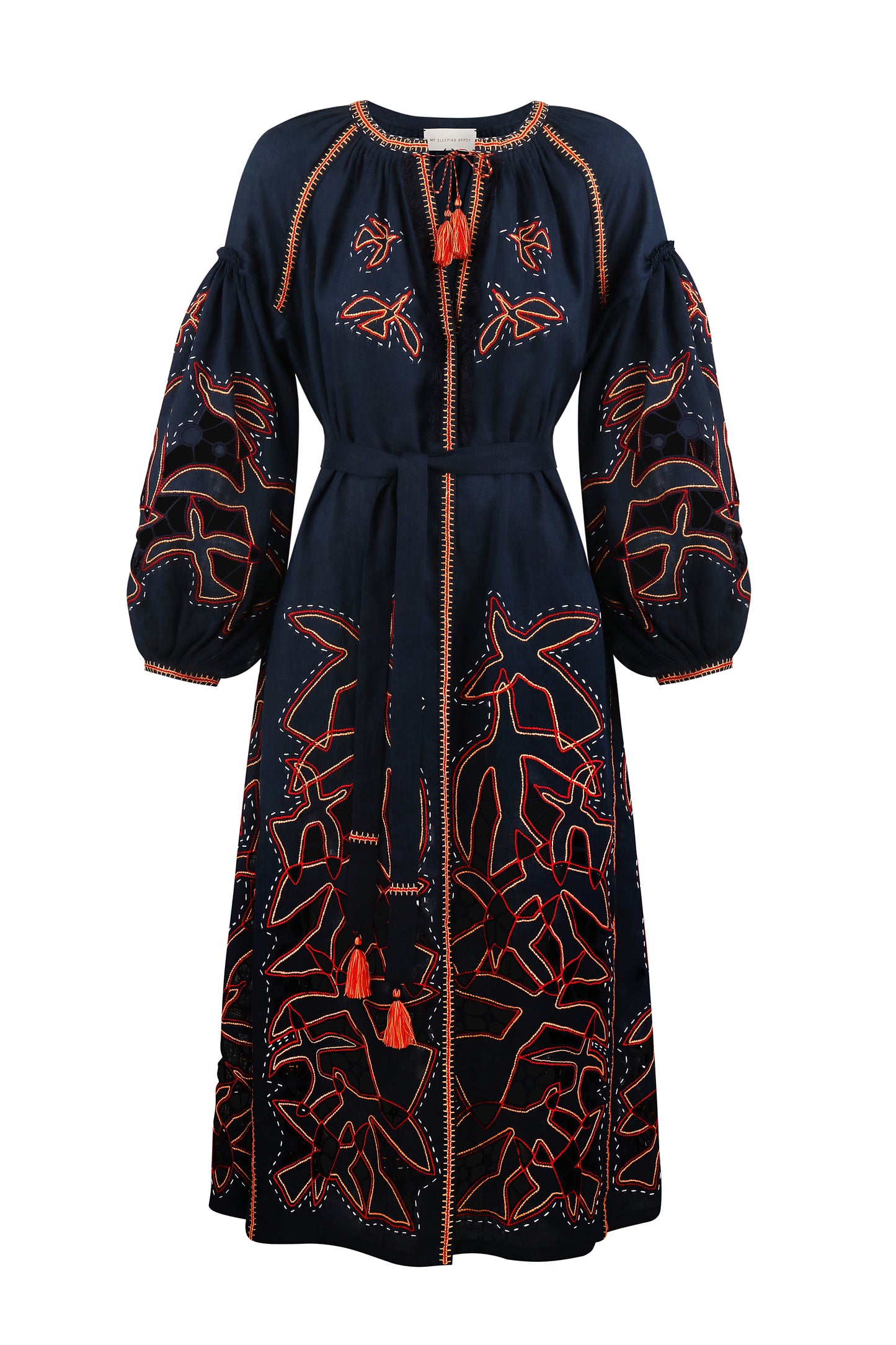 Flying Home midi Dress in Navy Blue My Sleeping Gypsy