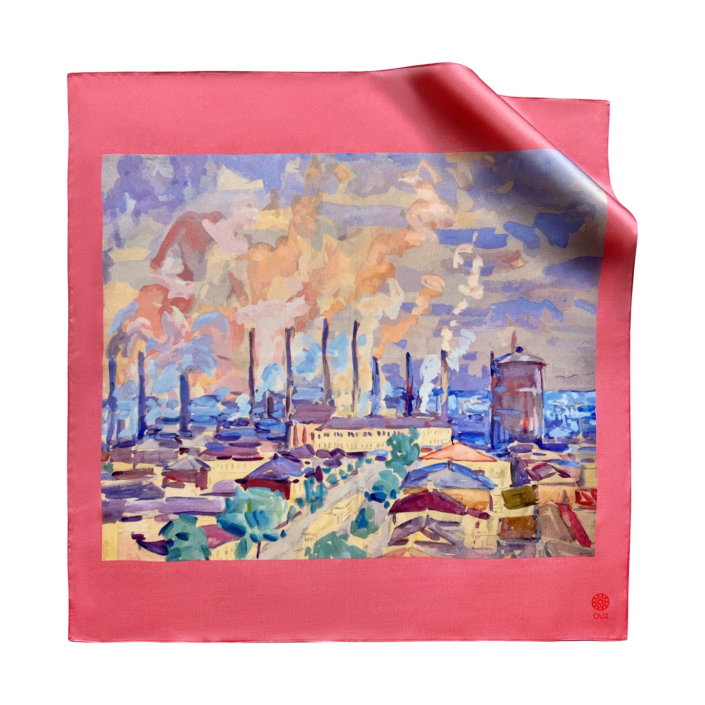 Silk Scarf The factory is working OLIZ