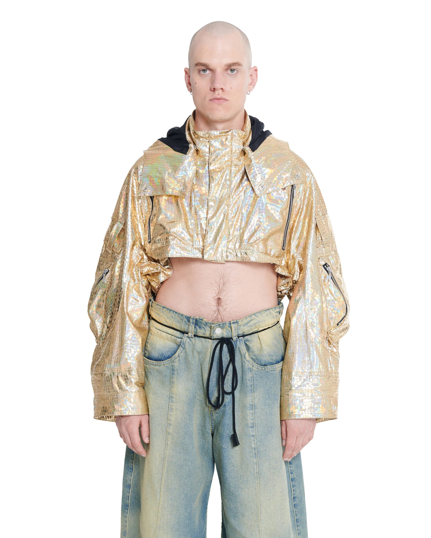 HOLOGRAPHIC CROPPED PARACHUTE JACKET THEO