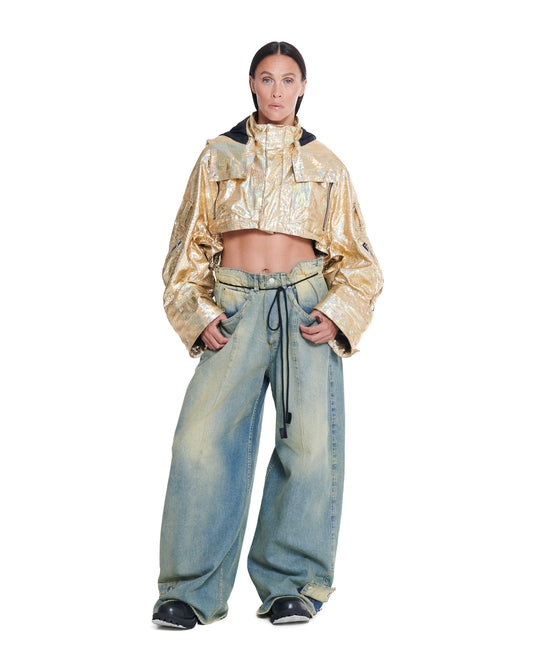 HOLOGRAPHIC CROPPED PARACHUTE JACKET THEO