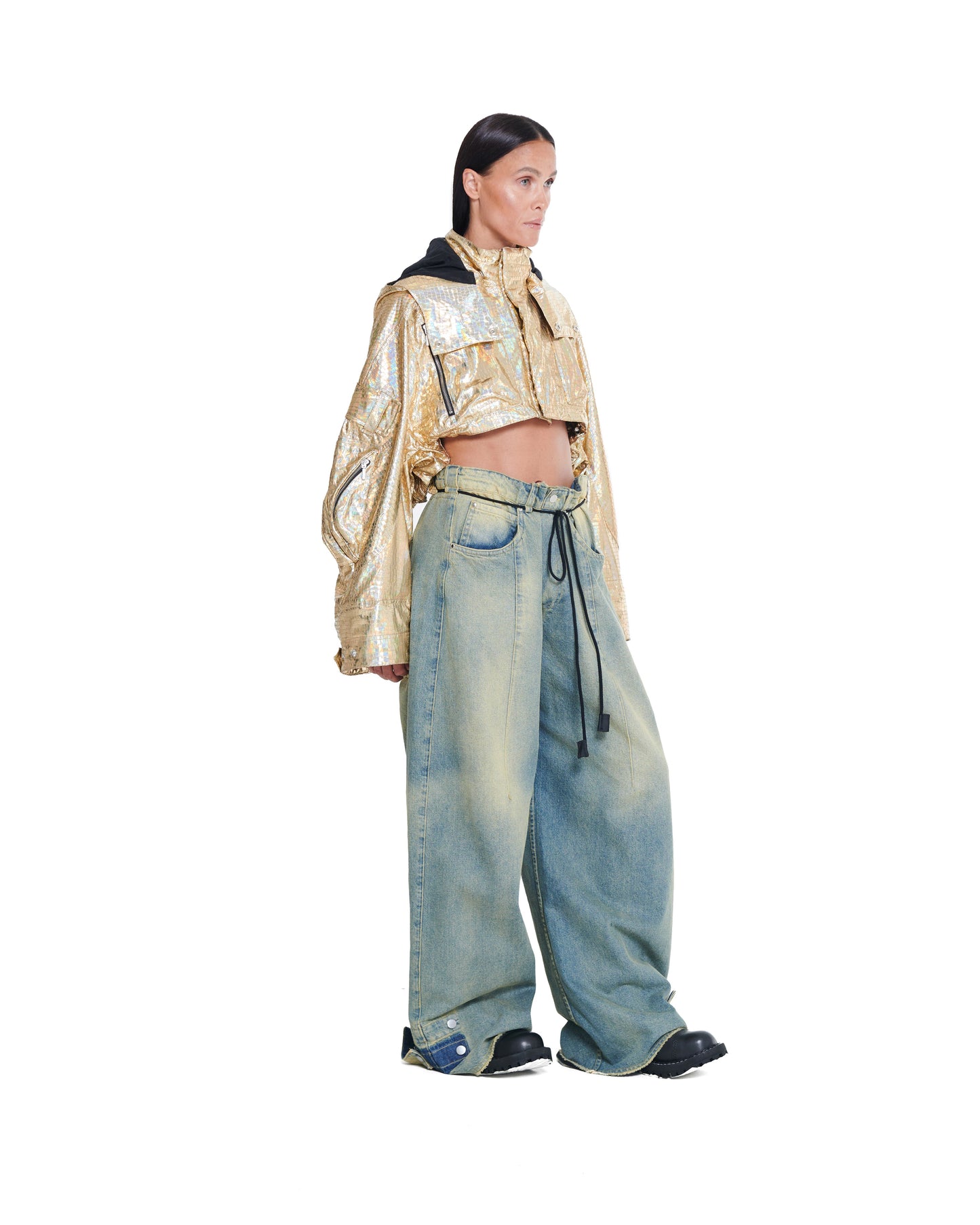 HOLOGRAPHIC CROPPED PARACHUTE JACKET THEO
