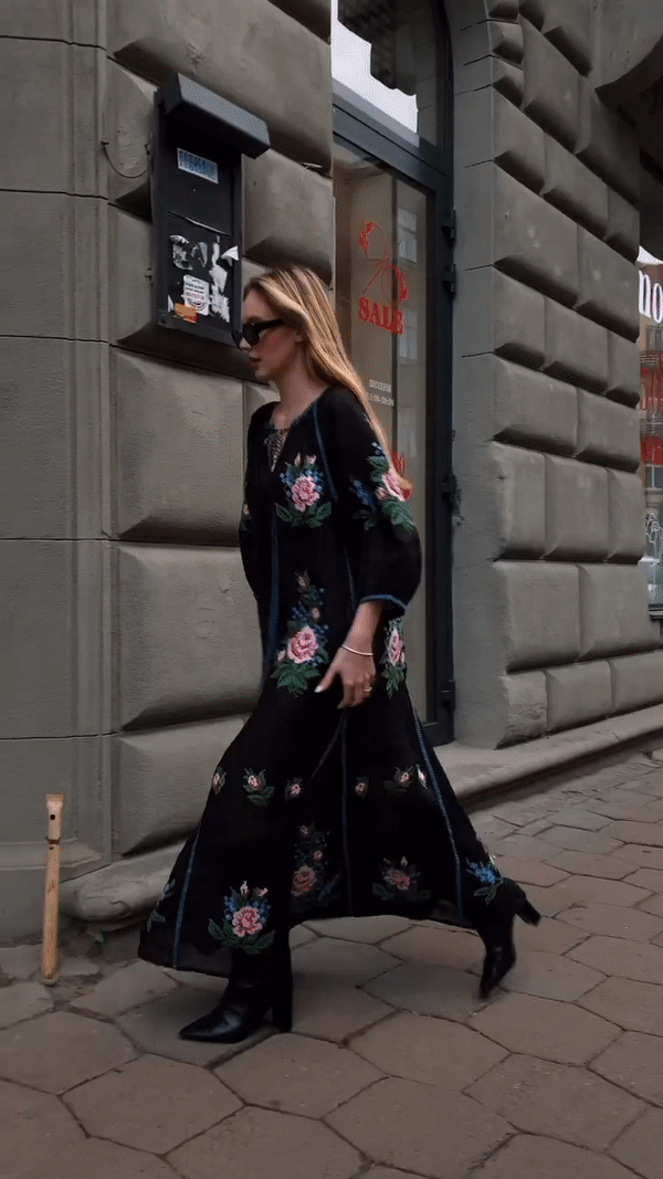 Evelina Black Maxi Dress FOBERINI