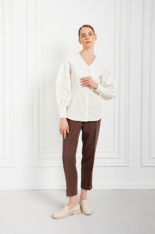 "Embroidery history" white blouse withwhitel embroidery FOBERINI