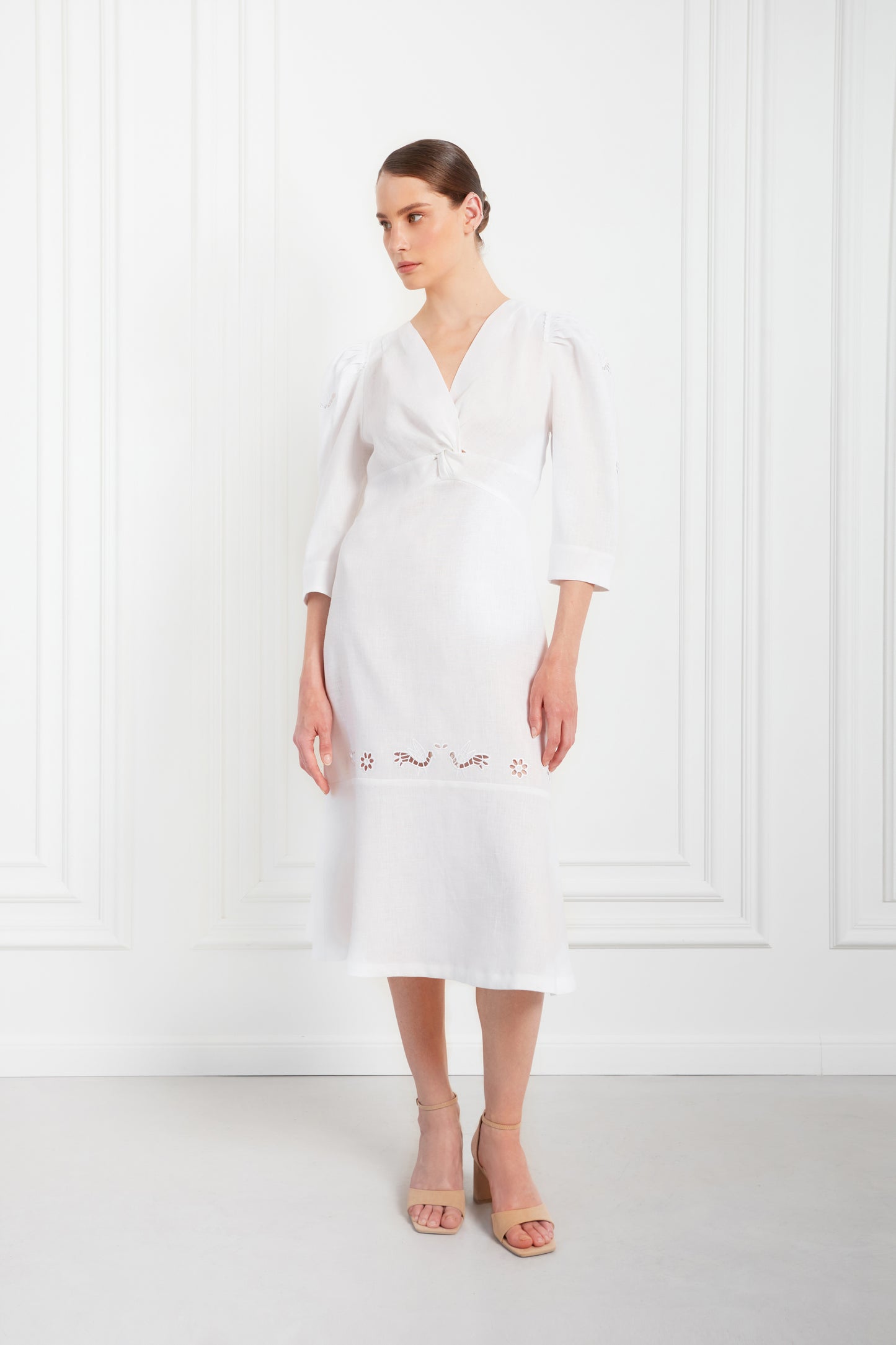 "Tree of love" white midi dress FOBERINI