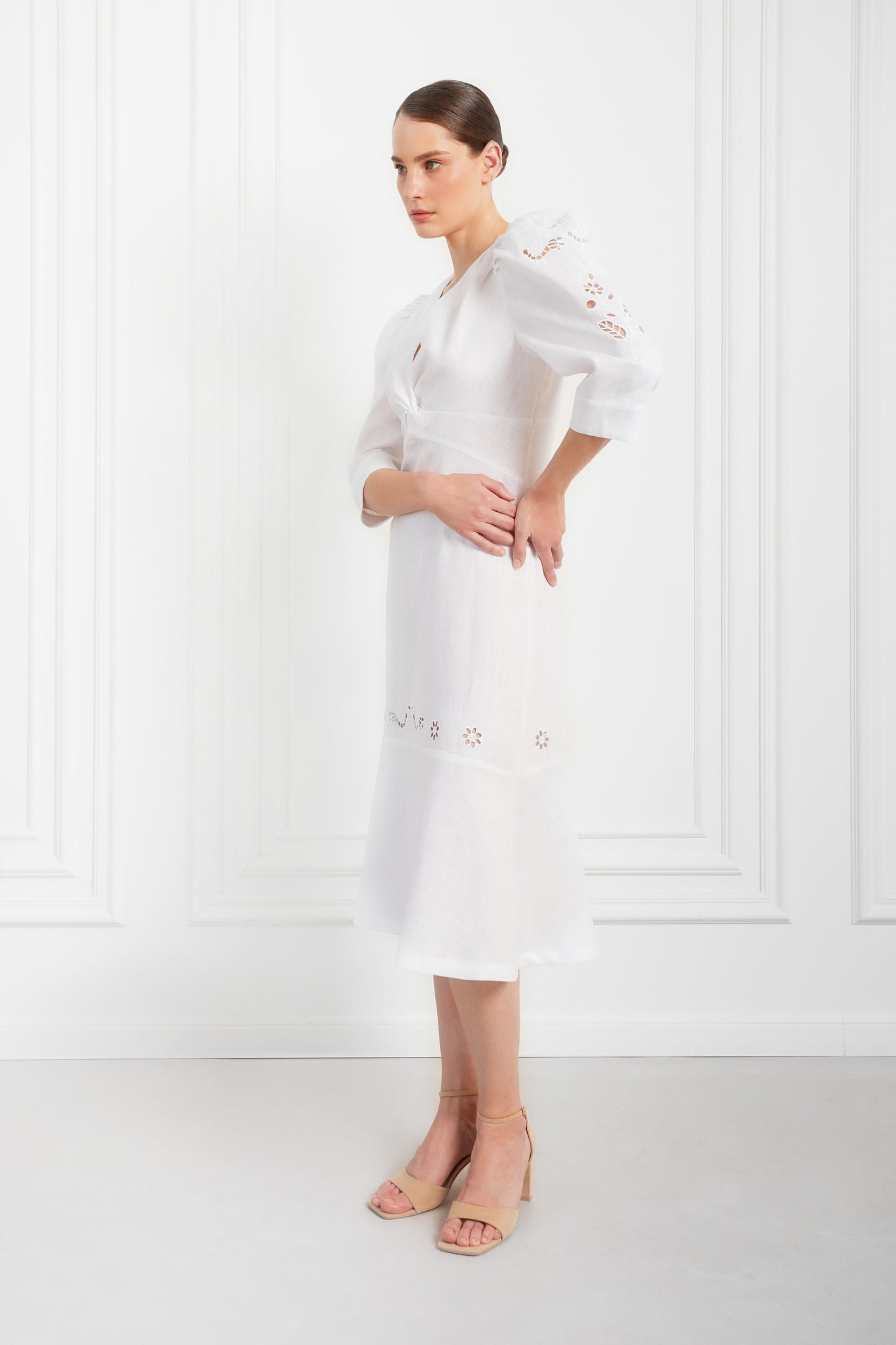 "Tree of love" white midi dress FOBERINI