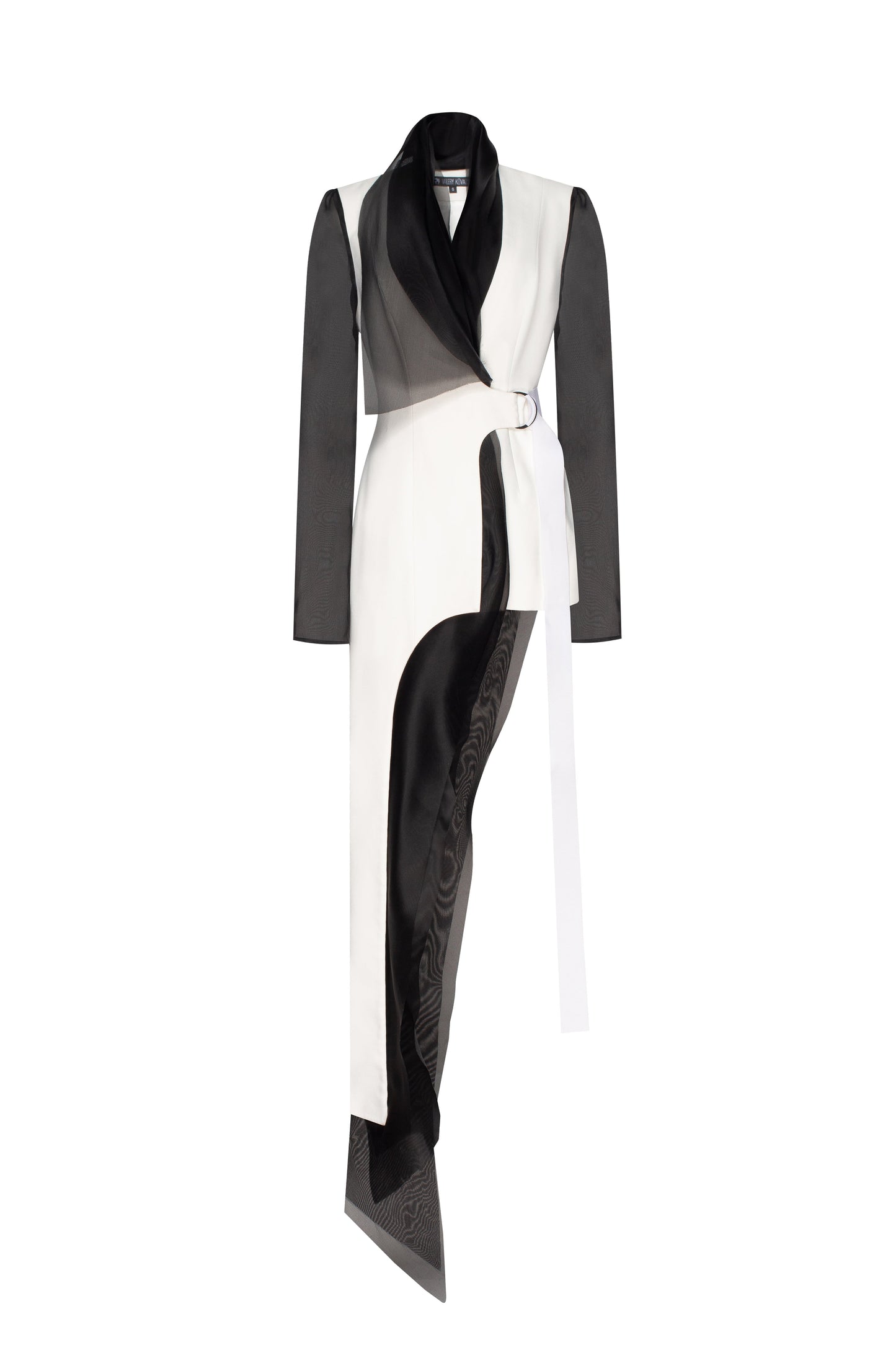 Contrast tuxedo jacket with organza layers VALERY KOVALSKA