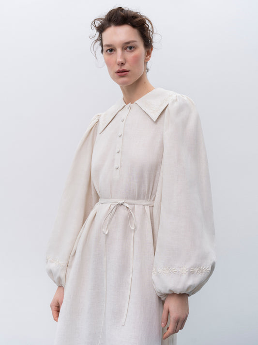 Linen dress with embroidery Pervotsvit Light ETNODIM