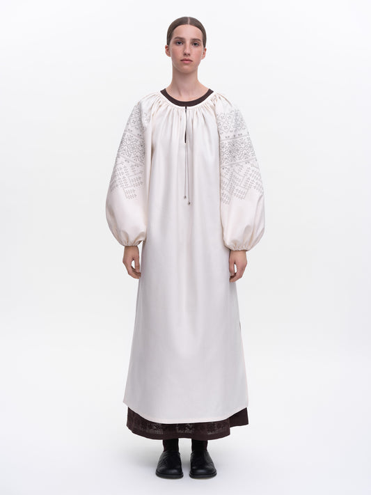 Milk embroidered dress Velina ETNODIM