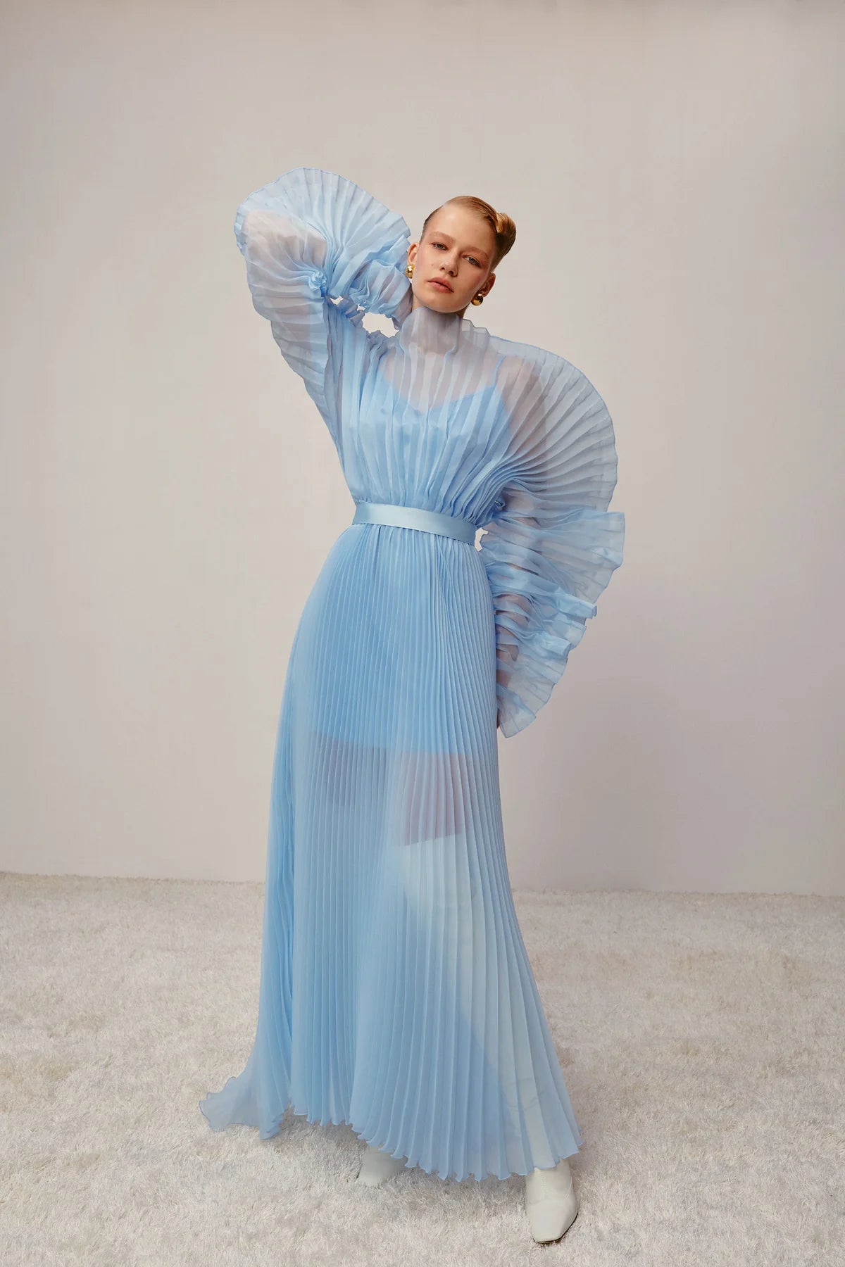Alisha Pleated Blue Dress J’AMEMME