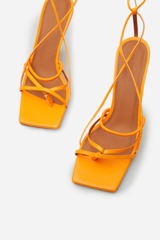 Liv orange leather sandals /9 cm/ KACHOROVSKA