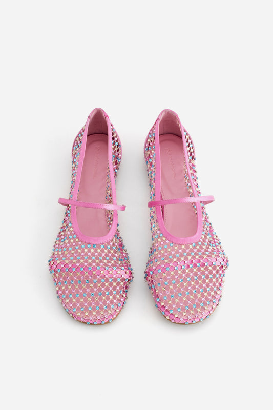 JERRY BALERINA PINK BALLET FLATS WITH MULTICOLORED CRYSTALS KACHOROVSKA