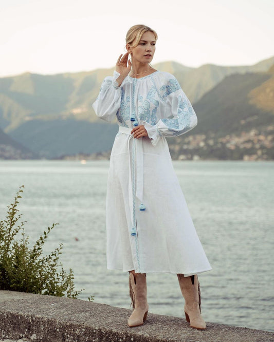 Zarina White Midi Dress FOBERINI