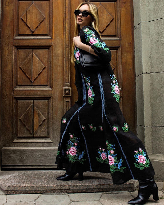 Evelina Black Maxi Dress FOBERINI