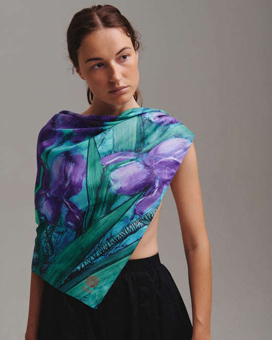 Silk Scarf Irises OLIZ