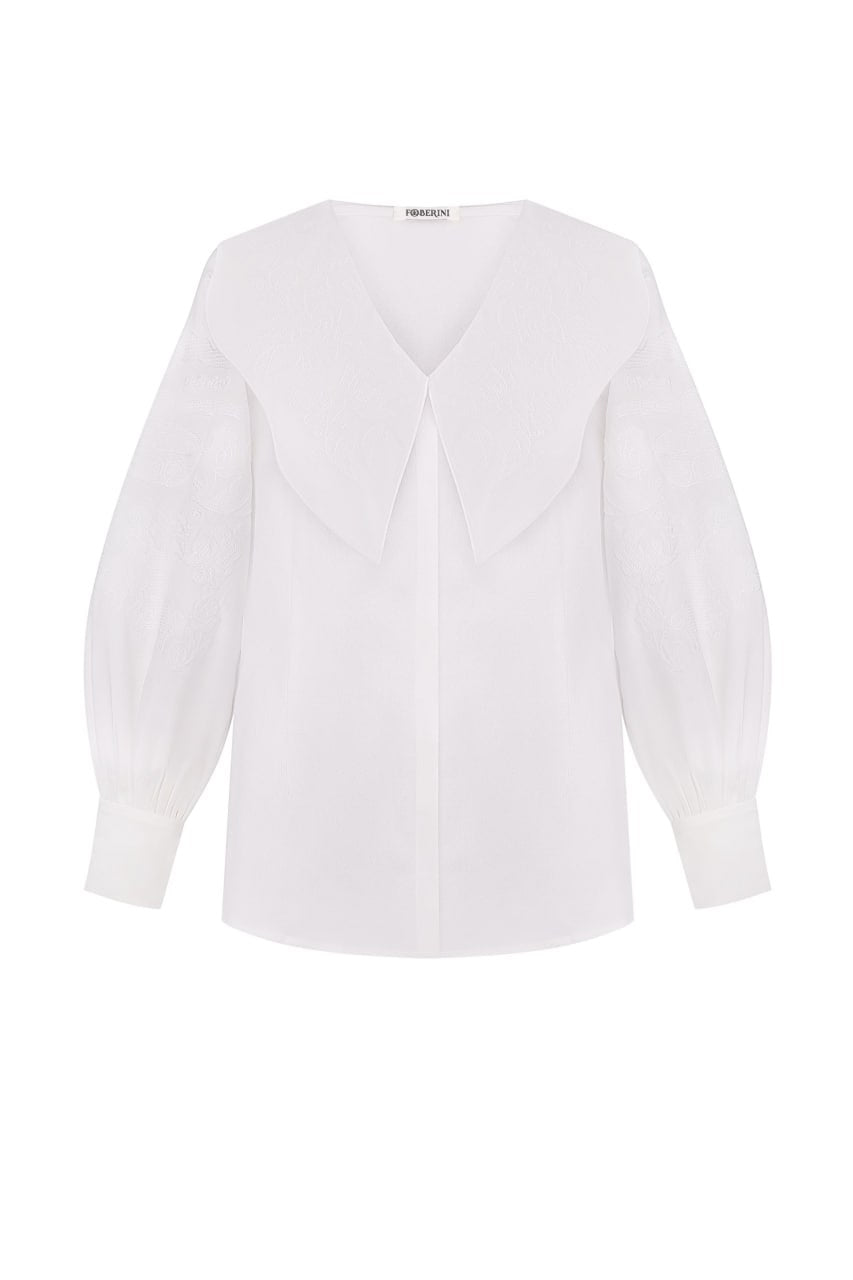 "Embroidery history" white blouse withwhitel embroidery  FOBERINI