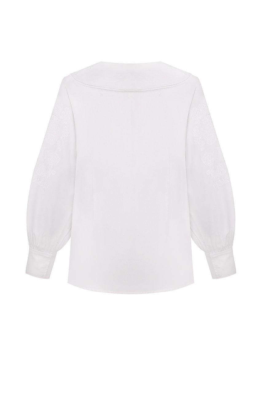 "Embroidery history" white blouse withwhitel embroidery  FOBERINI