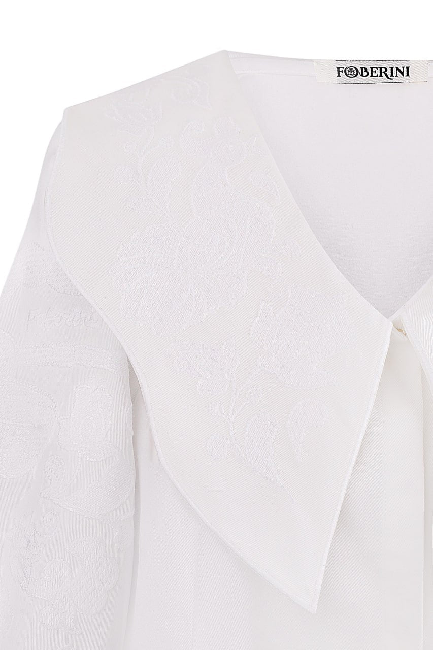 "Embroidery history" white blouse withwhitel embroidery  FOBERINI