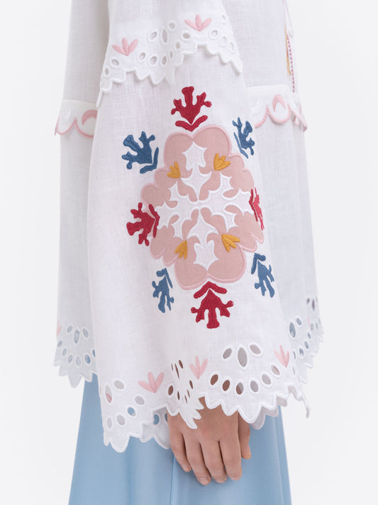 White embroidered linen blouse Horytsvit ETNODIM
