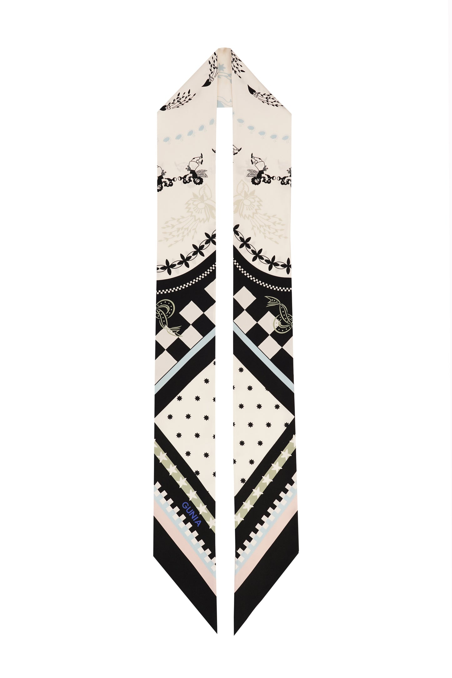 Ornament Long Silk Headscarf GUNIA PROJECT