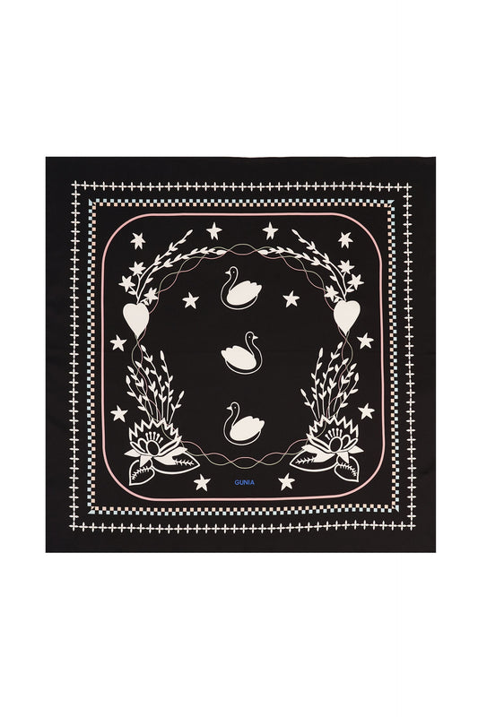 Lybid Silk Headscarf In Black 85cm GUNIA PROJECT